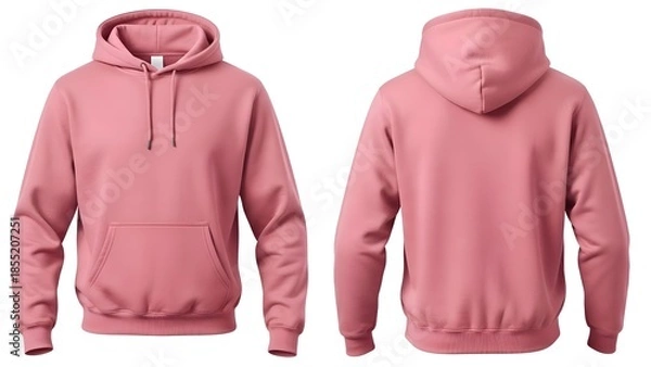 Obraz Minimal Pink Hoodie Flat Lay Front Back View