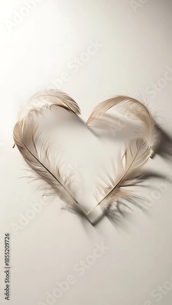 Obraz Delicate Feather Heart Shape on Transparent Background