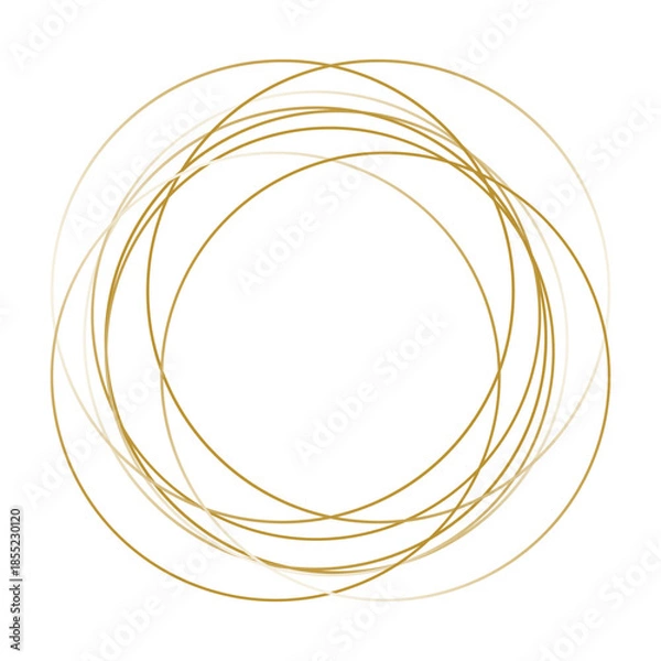 Obraz Gold abstract flowing lines creating overlapping circles. Vector illustration