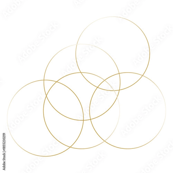 Obraz Gold abstract flowing lines creating overlapping circles. Vector illustration