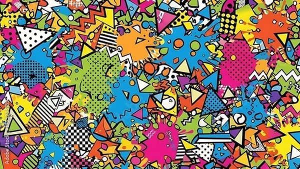 Obraz 90s Retro Memphis Style Abstract Pattern