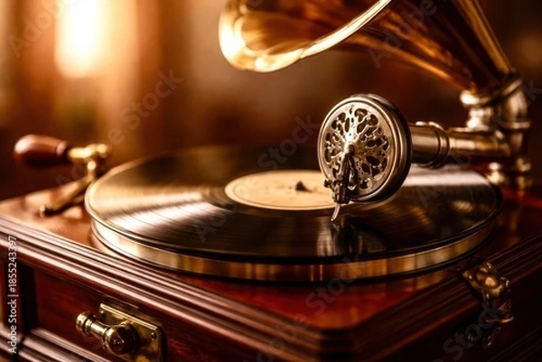 Obraz A record player with a record on it