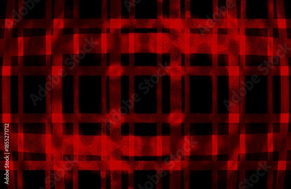 Obraz ざらざらとした質感で赤と黒の色の配色でペイントし渦巻とグリッド状の境界線が重なり合ったデザインの背景、壁紙、テクスチャ