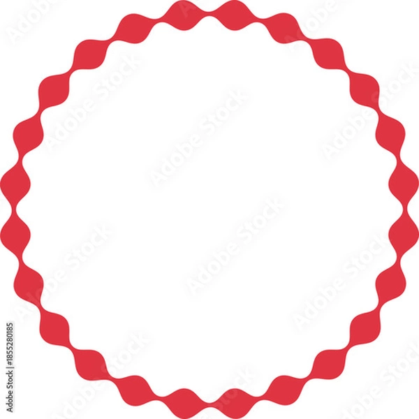Obraz Vector Red Circular Wavy Frame or Scalloped Empty Border