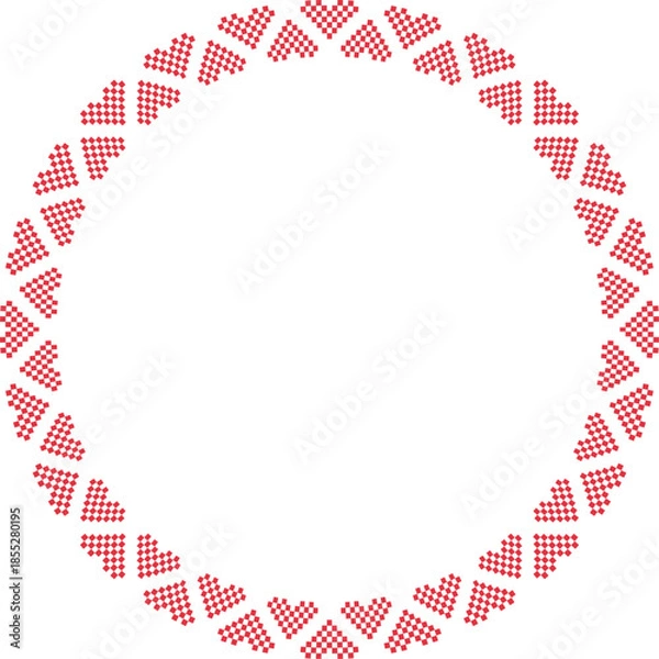 Obraz Vector Red and White Geometric Heart Frame Border