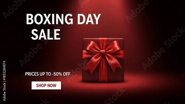 Obraz Boxing day sale event with red gift box and discounts