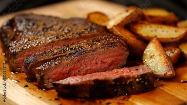 Fototapeta steak with roasted potatoes