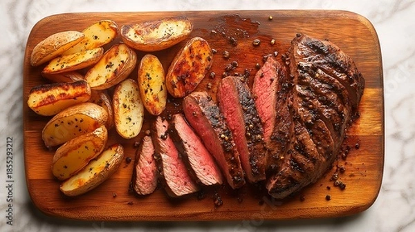 Fototapeta steak with roasted potatoes