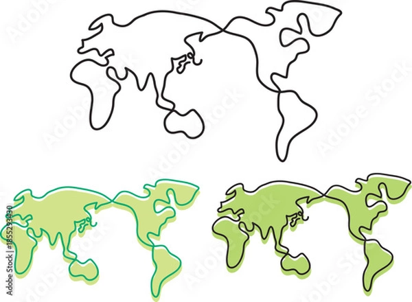 Obraz 世界地図一筆書き