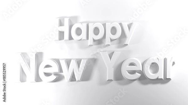 Fototapeta Happy New Year white banner - 3D rendering