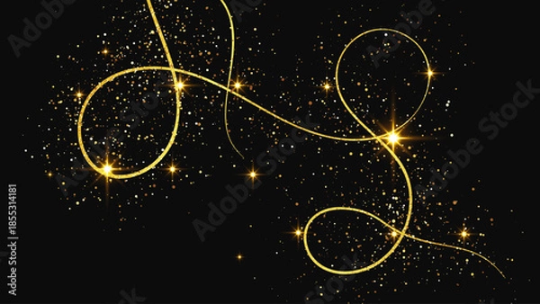 Obraz Gold glittering confetti wave and stardust