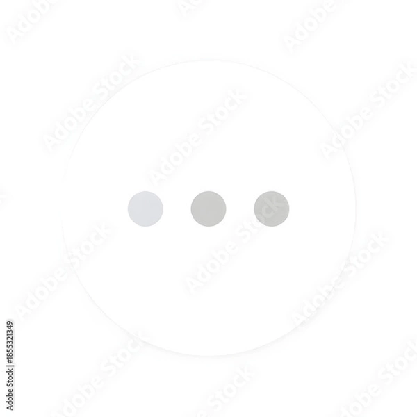 Fototapeta Loading spinner: 3 dots pulse animation frame 1, light gray, circular layout, flat design