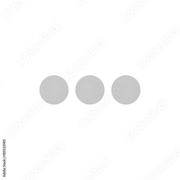 Fototapeta Loading spinner: 3 dots pulse animation frame 1, light gray, circular layout, flat design