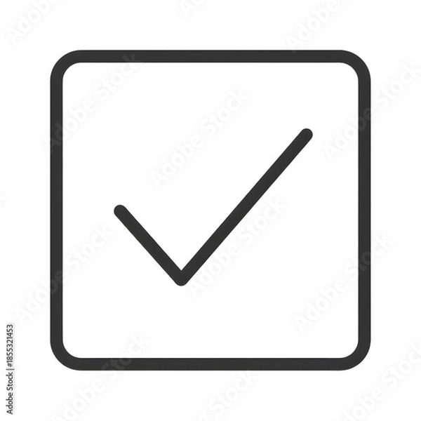 Obraz Minimal checkbox unchecked thin border, #333, isolated on transparent, UI kit ready