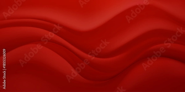 Fototapeta Smooth, flowing red waves on a vibrant red background, creating a sense of dynamic movement.