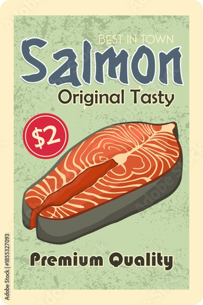 Fototapeta Retro Salmon Fillet Advertisement Poster