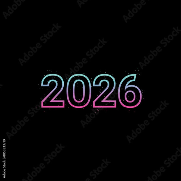 Obraz 2026 numbers with gradient glow icon flat vector design.