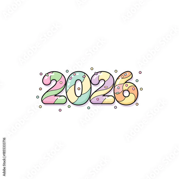 Obraz 2026 in candy style icon flat vector design.