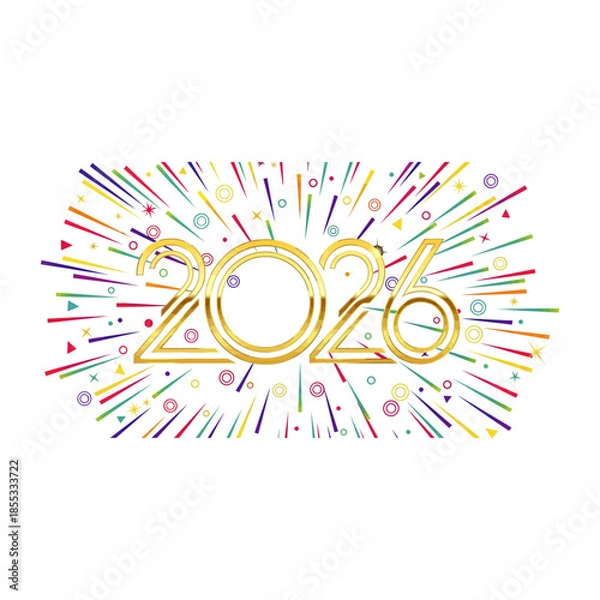 Obraz 2026 fireworks explosion icon flat vector design.
