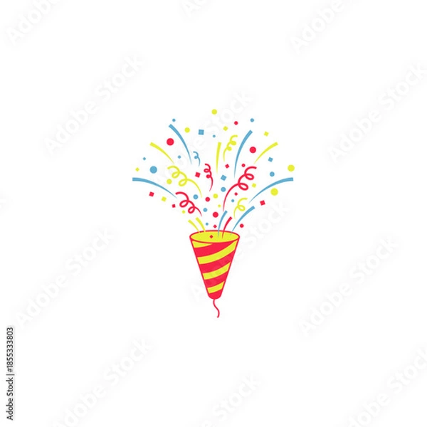Obraz Party popper exploding confetti icon flat vector design.