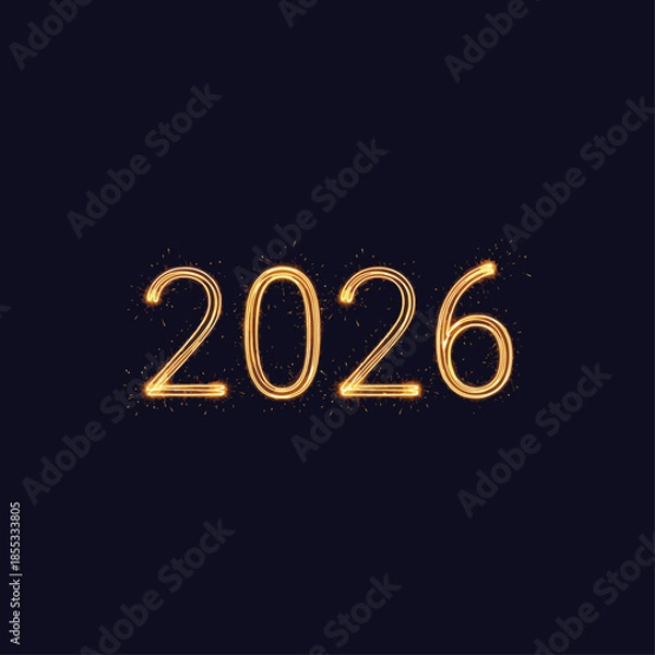 Obraz Sparklers forming 2026 icon flat vector design.