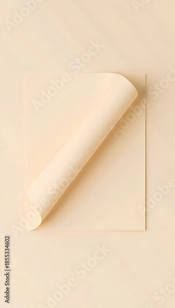 Obraz Subtle paper fold effect: light shadow crease on ivory background, minimal depth, print-ready mockup