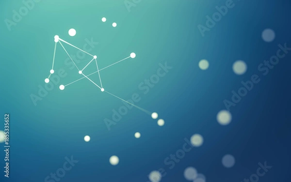 Fototapeta Abstract background. Molecules technology with polygonal shapes, connecting dots and lines. Connection structure. Big data visualization.