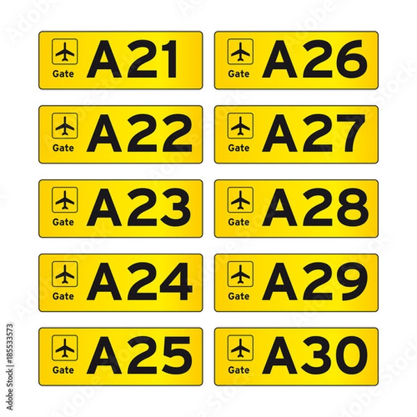 Obraz Airport gate sign set