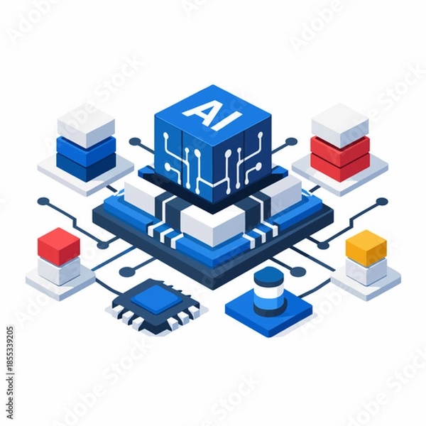 Obraz Núcleo de inteligencia artificial isométrico