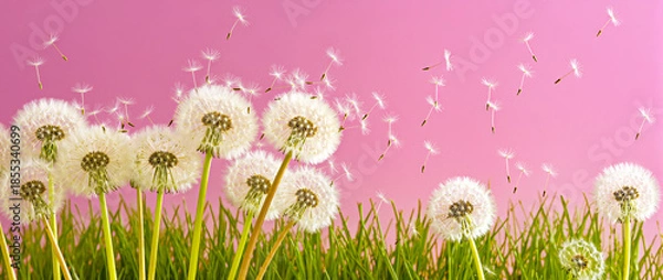 Obraz pink flowers background on green grass