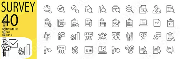 Fototapeta Survey icon set. Editable stroke.