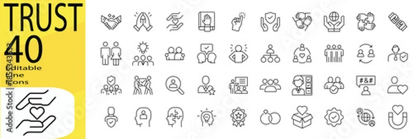 Fototapeta Trust icon set. Editable stroke.
