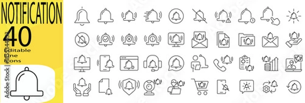 Obraz Notification icon set. Editable stroke.