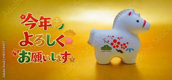 Obraz 午年の年賀状用素材（新年素材）