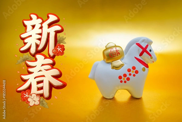 Obraz 新春と午年の縁起置物