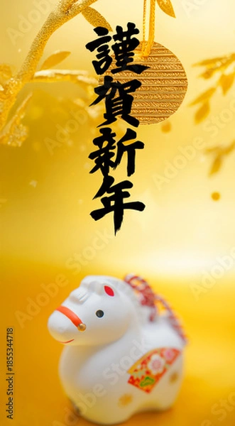 Obraz 謹賀新年の金飾り（午年）