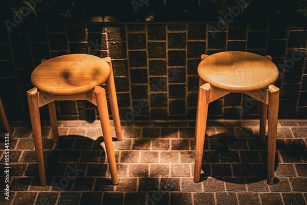 Obraz レンガ床の椅子