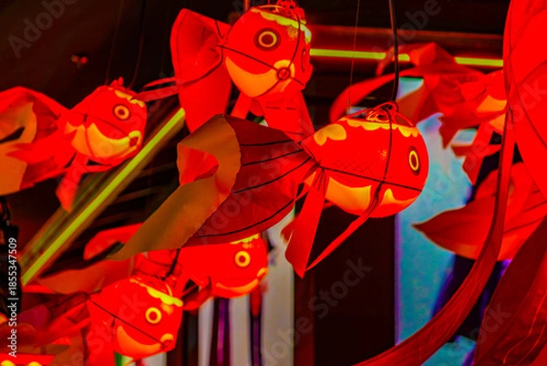 Obraz 金魚提灯の天井飾り