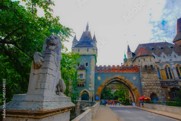 Obraz 獅子像と城門の入口