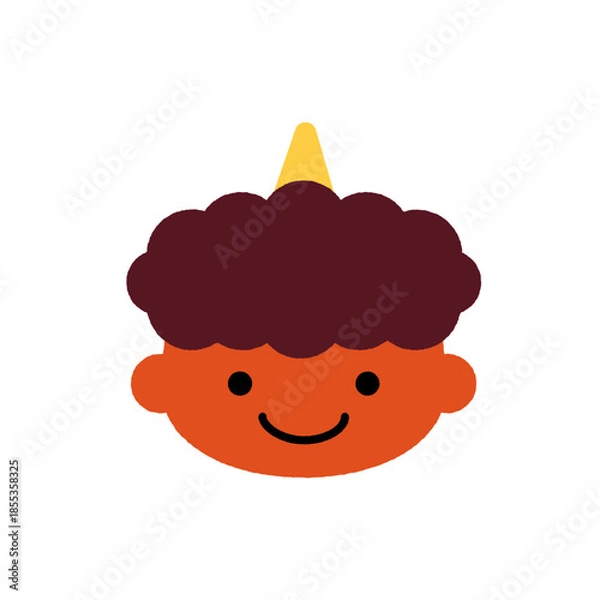 Fototapeta 節分のかわいい赤鬼の顔アイコンイラスト｜子ども向け日本行事のシンプルデザイン