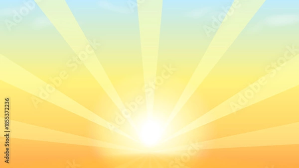 Fototapeta 太陽が輝く日の出の背景(16:9)