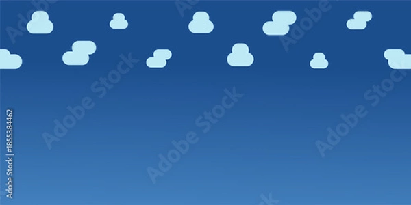 Obraz Simple Blue Sky Background with Cute Flat Cloud Illustration