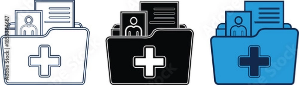 Obraz Medical folder symbol with a plus symbol and patient information