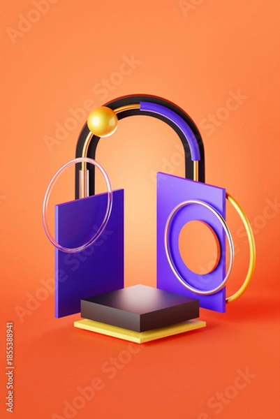 Obraz 3d background products display podium scene with geometric platform. backdrop background  3d render with podium.