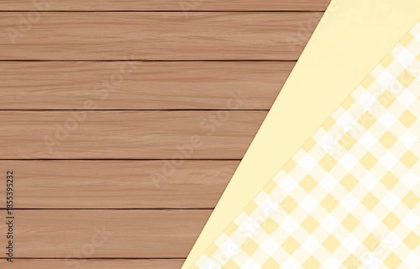 Obraz 背景素材_木のテーブルと布_黄色