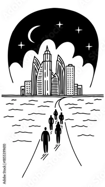 Obraz Futuristic Cityscape at Night