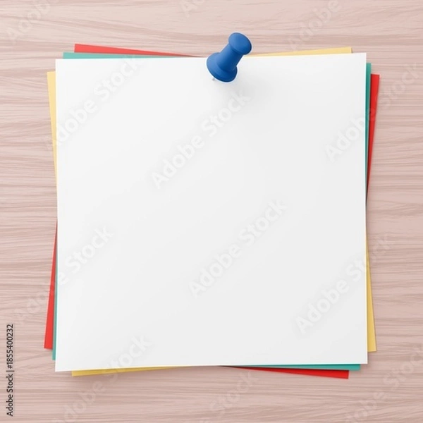 Obraz 3D背景素材_画鋲とメモ_カラフル