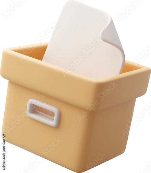 Fototapeta 3D Vector Office Storage Box Icon, Document File, Office administration and business management concept.