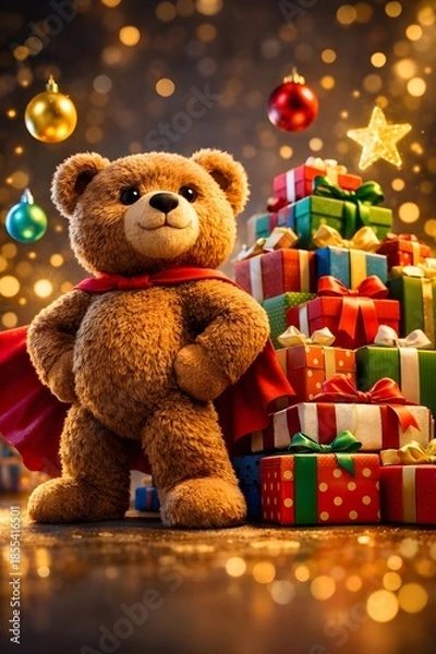 Obraz Christmas Guardian Teddy Bear 3D Art