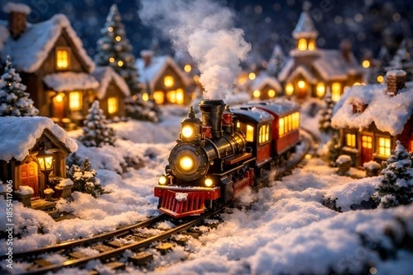 Obraz Magical Christmas Toy Train 3D Scene